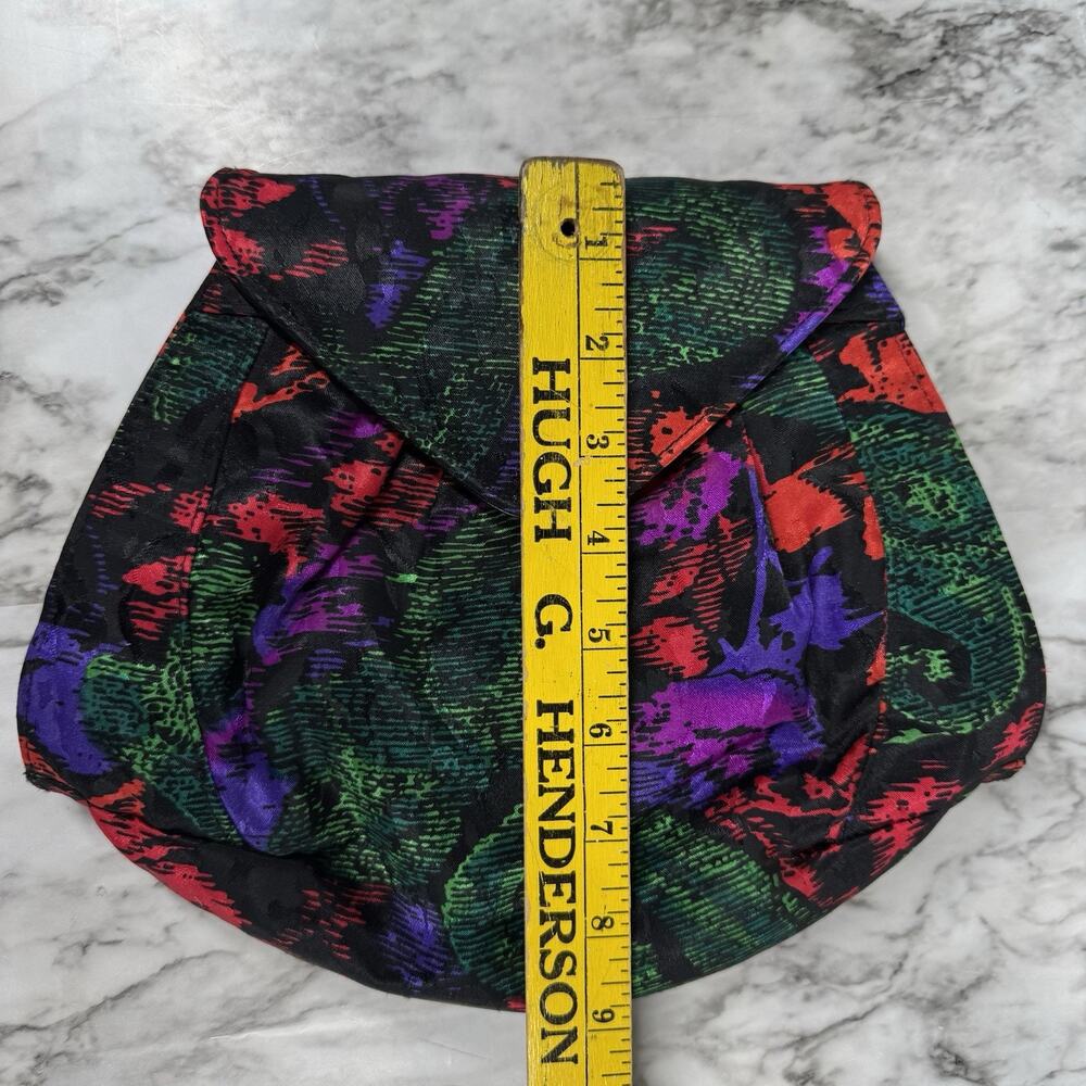 Vintage J. Renee Floral Clutch Crossbody Evening Bag Abstract Pleated Purse - Picture 9 of 12